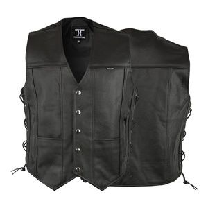 Touch&Torn Motorcycle Leather Vest for Men With Concealed Gun Pocket.